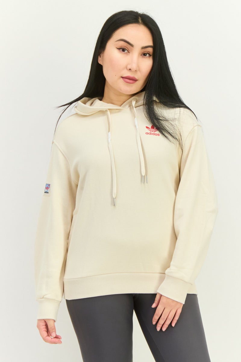 adidas Originals Women Sportswear Fit Long Sleeve Outdoor Hoodie, Beige  - Image 1