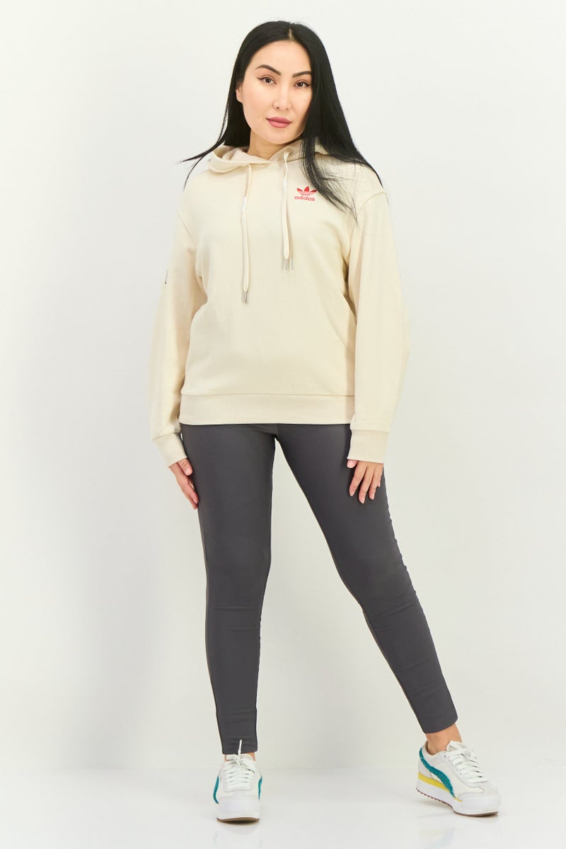 adidas Originals Women Sportswear Fit Long Sleeve Outdoor Hoodie, Beige  - Image 4