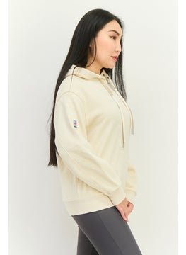 adidas Originals Women Sportswear Fit Long Sleeve Outdoor Hoodie, Beige  - Image 2