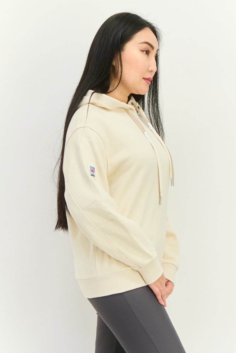 adidas Originals Women Sportswear Fit Long Sleeve Outdoor Hoodie, Beige  - Image 2