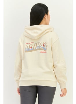 adidas Originals Women Sportswear Fit Long Sleeve Outdoor Hoodie, Beige  - Image 3