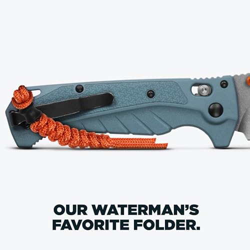 Benchmade بينشمايد - أديـرا 18060 سكين خارجي، حافة مستقيمة، شفرة نقطة إسقاط مع مقبض غريفوري أزرق عميق (18060) - Image 4