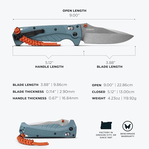Benchmade بينشمايد - أديـرا 18060 سكين خارجي، حافة مستقيمة، شفرة نقطة إسقاط مع مقبض غريفوري أزرق عميق (18060) - Image 5