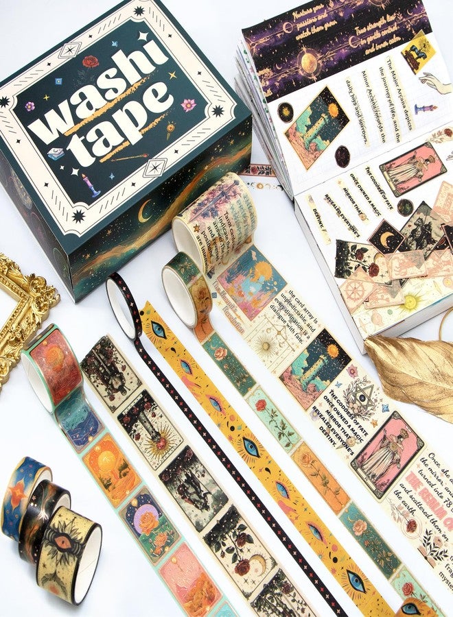 Geesinimo Gold Foil Washi Tape Set - 23 Rolls Tarot Washi Stickers Vintage Decorative Tapes for Journaling Supplies, Scrapbooking, DIY Crafts, Junk Journal, Craft Supplies(Celestial Symbols/ Starry/ Magic) - Image 5