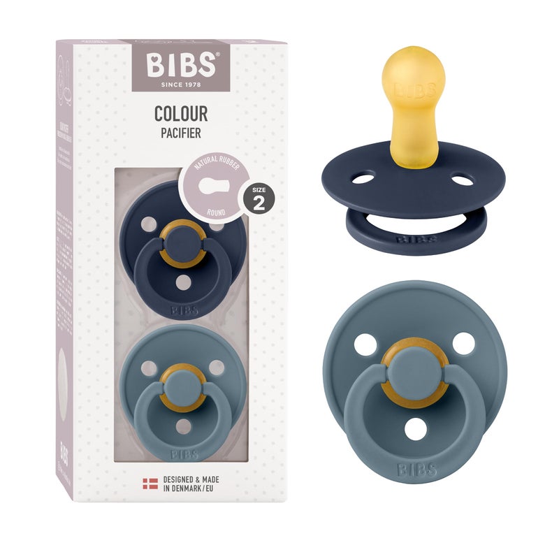 BIBS Pacifiers Colour Collection | Natural Rubber Baby Pacifier | Set of 2 BPA-Free Soothers | Made in Denmark | 0+ Months (Pack of 2) | Deep Space/Petrol - Image 1