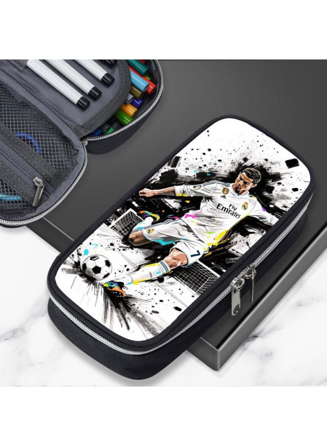 Cross-Border 2026 World Cup Football Stationery Box Pencil Case Ronaldo Messi Haaland Mbappe Large Capacity Pencil Case - Image 5