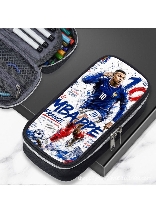 Cross-Border 2026 World Cup Football Stationery Box Pencil Case Ronaldo Messi Haaland Mbappe Large Capacity Pencil Case - Image 3