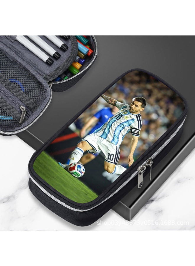 Cross-Border 2026 World Cup Football Stationery Box Pencil Case Ronaldo Messi Haaland Mbappe Large Capacity Pencil Case - Image 4
