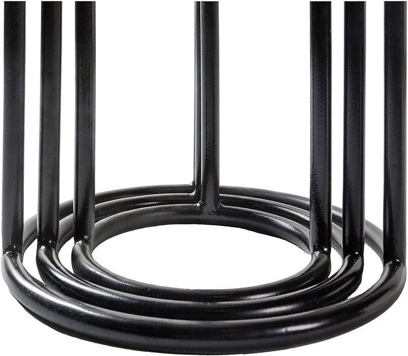 Generic Indian Decor RW886 Iron Wood Hand Crafted Nesting Plant Stands 3 Piece Set Black Modern Contemporary Metal Lacquer Handmade  - Image 2