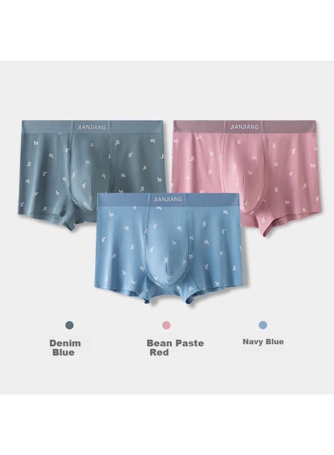 Jianjiang Men's Underwear Men's Australian Elastic Cotton Seamless Boxer Briefs 5a Antibacterial Boxer Briefs Head Seamless 3-pack