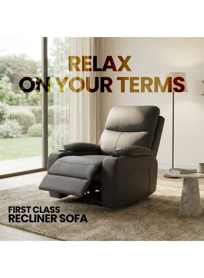 Sereno Life First Class Massage Recliner Sofa with Heat Therapy, 8 Massage Zones, 20 Programs, Rocking Motion & Adjustable Recline – Luxury Home Massage Chair Sofa (Grey) - Image 1