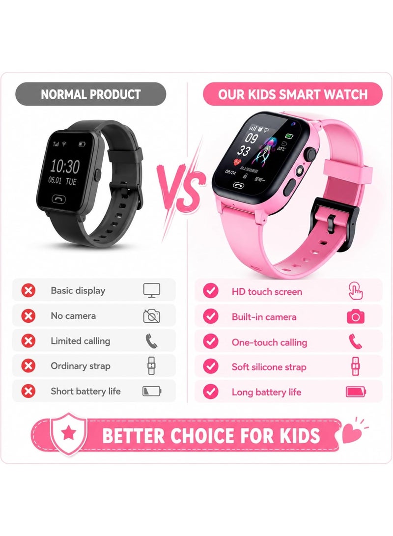 Hope Kids Smart Watch, 1.5 inch Touchscreen with GPS Tracker, SOS Call, SIM Card, Camera & Games, IP67 Water Resistant - Pink - Image 5