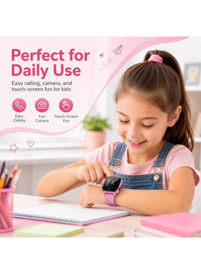 Hope Kids Smart Watch, 1.5 inch Touchscreen with GPS Tracker, SOS Call, SIM Card, Camera & Games, IP67 Water Resistant - Pink - Image 4