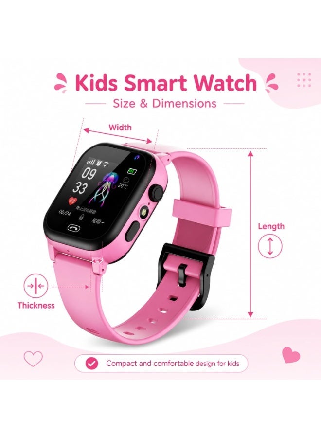 Hope Kids Smart Watch, 1.5 inch Touchscreen with GPS Tracker, SOS Call, SIM Card, Camera & Games, IP67 Water Resistant - Pink - Image 2