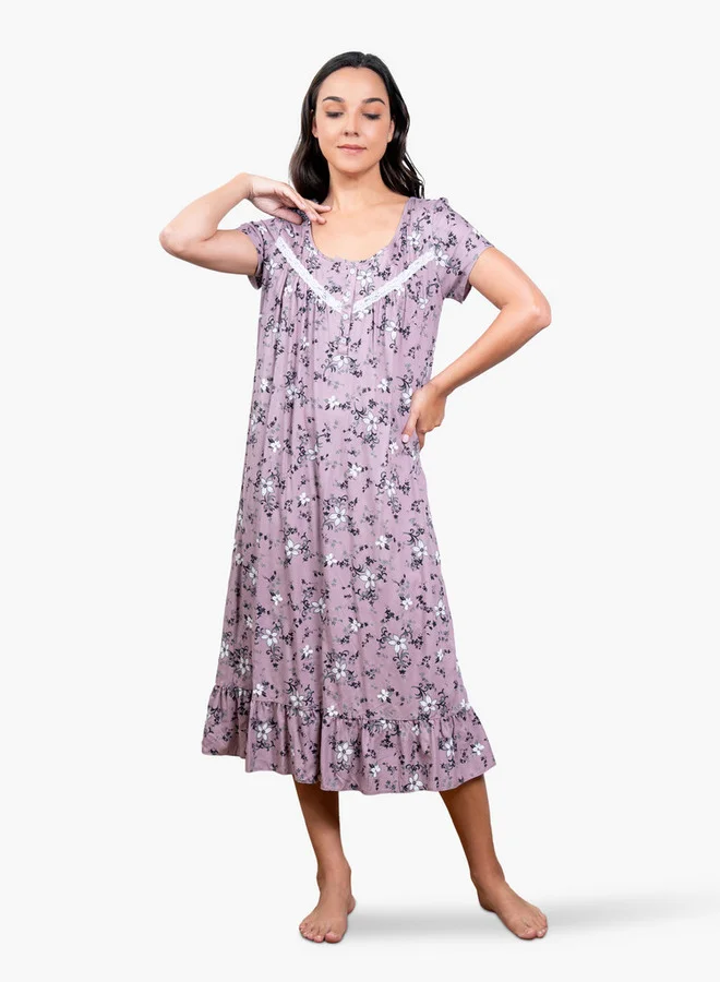 Aadaraya Floral Print Night Gown