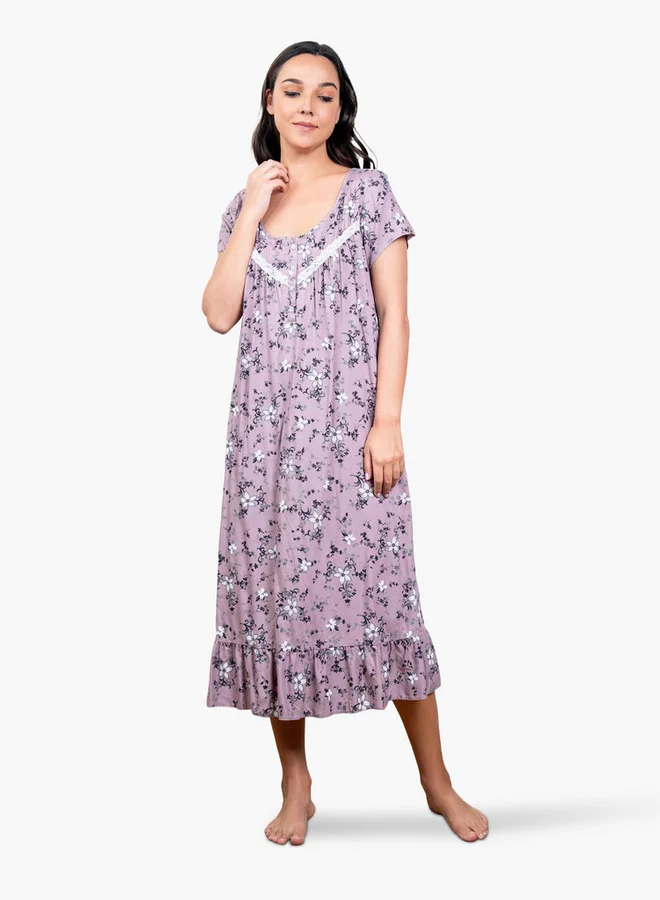 Aadaraya Floral Print Night Gown