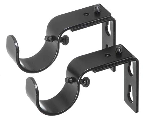Ivilon Short Projection Brackets for Curtain Rods  for 1 or 1 18 Inch Rods Set of 2  Black