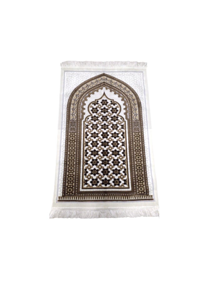 ريف سجادة صلاة إسلامية مخملية جودة فاخرة بني وأبيض 0.04 x 70 x 110 سم MEGANES103662 - Image 2