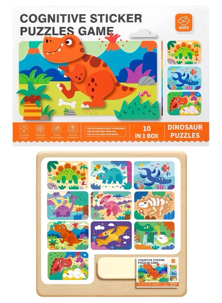ألعاب تعليمية للأطفال كتب تعليمية مبكرة ألعاب تعليمية ملصقات التعرف على الديناصورات والحيوانات - Image 1