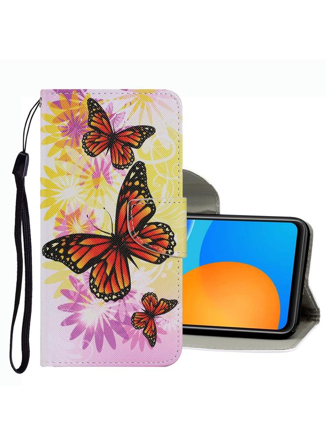 زبون جراب هاتف هواوي بي سمارت 2021 من الجلد بنمط رسم ملون - Image 1