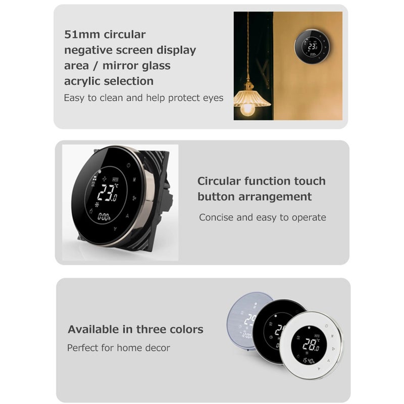 Thermostat BAC-6000ELZB Central Air Conditioning Intelligent Constant Temperature LCD Screen 5-95 (℃) Wireless Controller Fan Coil Unit Smart Home Controller Panel - Image 5