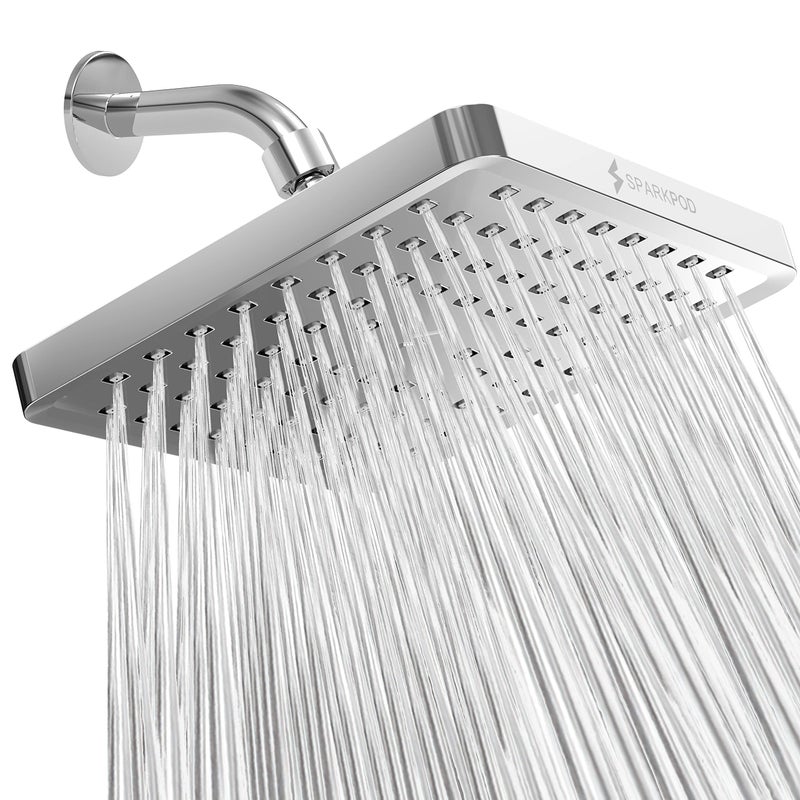 SparkPod Shower Head - High Pressure Rain - Premium Quality Luxury Design - Easy Clean Adjustable Replacement for Your Bathroom Shower Heads (Luxury Polished Chrome, 8 Inch Square) - Image 1