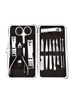 Yuwell 12 Pcs Set Stainless Steel Nail Art Manicure Set Nail Care Tools With Mini Finger Nail Cutter Clipper File Scissor Tweezers Nail Grooming Care Tool Scissors Clippers Kit  - Image 1