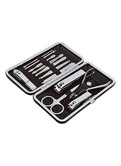 Yuwell 12 Pcs Set Stainless Steel Nail Art Manicure Set Nail Care Tools With Mini Finger Nail Cutter Clipper File Scissor Tweezers Nail Grooming Care Tool Scissors Clippers Kit  - Image 2