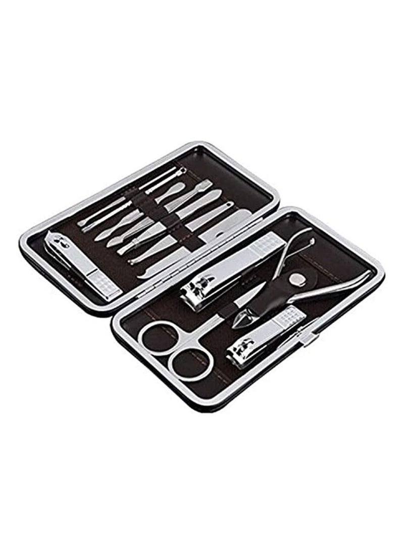 Yuwell 12 Pcs Set Stainless Steel Nail Art Manicure Set Nail Care Tools With Mini Finger Nail Cutter Clipper File Scissor Tweezers Nail Grooming Care Tool Scissors Clippers Kit  - Image 2