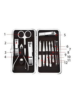Yuwell 12 Pcs Set Stainless Steel Nail Art Manicure Set Nail Care Tools With Mini Finger Nail Cutter Clipper File Scissor Tweezers Nail Grooming Care Tool Scissors Clippers Kit  - Image 3