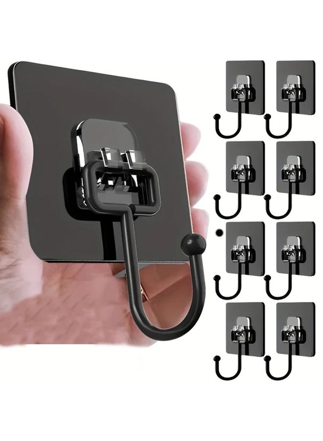 مجموعة من 10 خطافات جدارية لاصقة شديدة التحمل، بدون مسامير، حاملات بلاستيكية قابلة لإعادة الاستخدام للمعاطف والمناشف وأغطية الاستحمام، سهلة التركيب، متعددة الاستخدامات، خطافات حديثة على الطراز المعاصر - Image 1