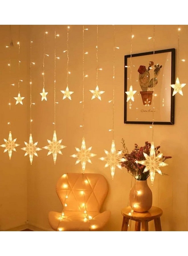 Lexton Decorative 12 Polar Star Curtain LED Light | 6 Polar & 6 Christmas Star Light | with 8 Flashing Modes 2.5 Meter Long Wire | Suitable for Christmas, Diwali Lights, (Pack of 1, Warm White) - Image 1