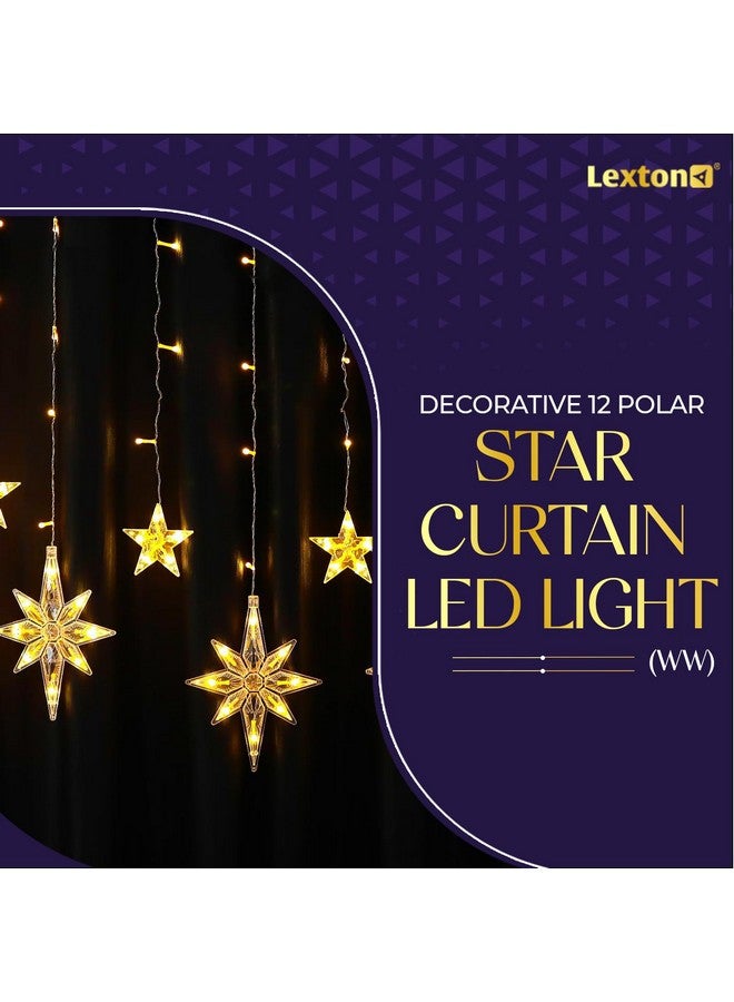 Lexton Decorative 12 Polar Star Curtain LED Light | 6 Polar & 6 Christmas Star Light | with 8 Flashing Modes 2.5 Meter Long Wire | Suitable for Christmas, Diwali Lights, (Pack of 1, Warm White) - Image 3