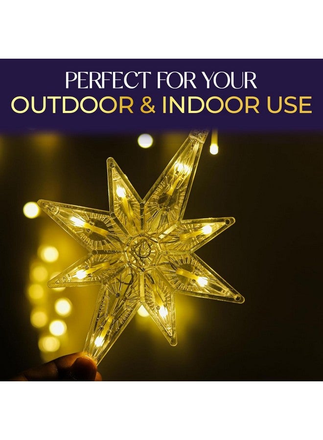 Lexton Decorative 12 Polar Star Curtain LED Light | 6 Polar & 6 Christmas Star Light | with 8 Flashing Modes 2.5 Meter Long Wire | Suitable for Christmas, Diwali Lights, (Pack of 1, Warm White) - Image 5