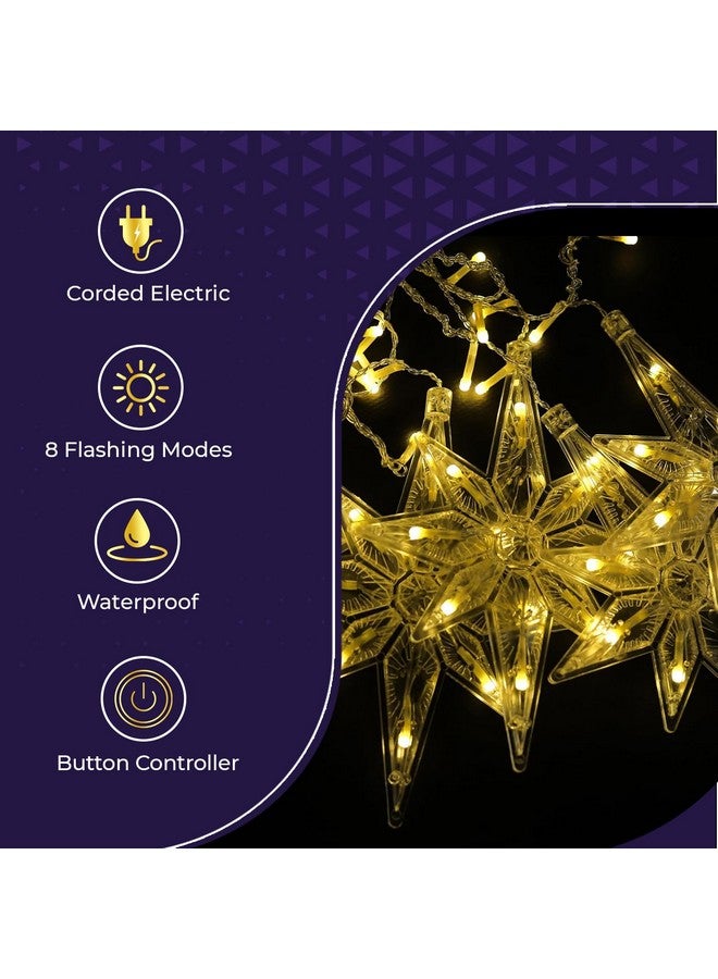 Lexton Decorative 12 Polar Star Curtain LED Light | 6 Polar & 6 Christmas Star Light | with 8 Flashing Modes 2.5 Meter Long Wire | Suitable for Christmas, Diwali Lights, (Pack of 1, Warm White) - Image 4