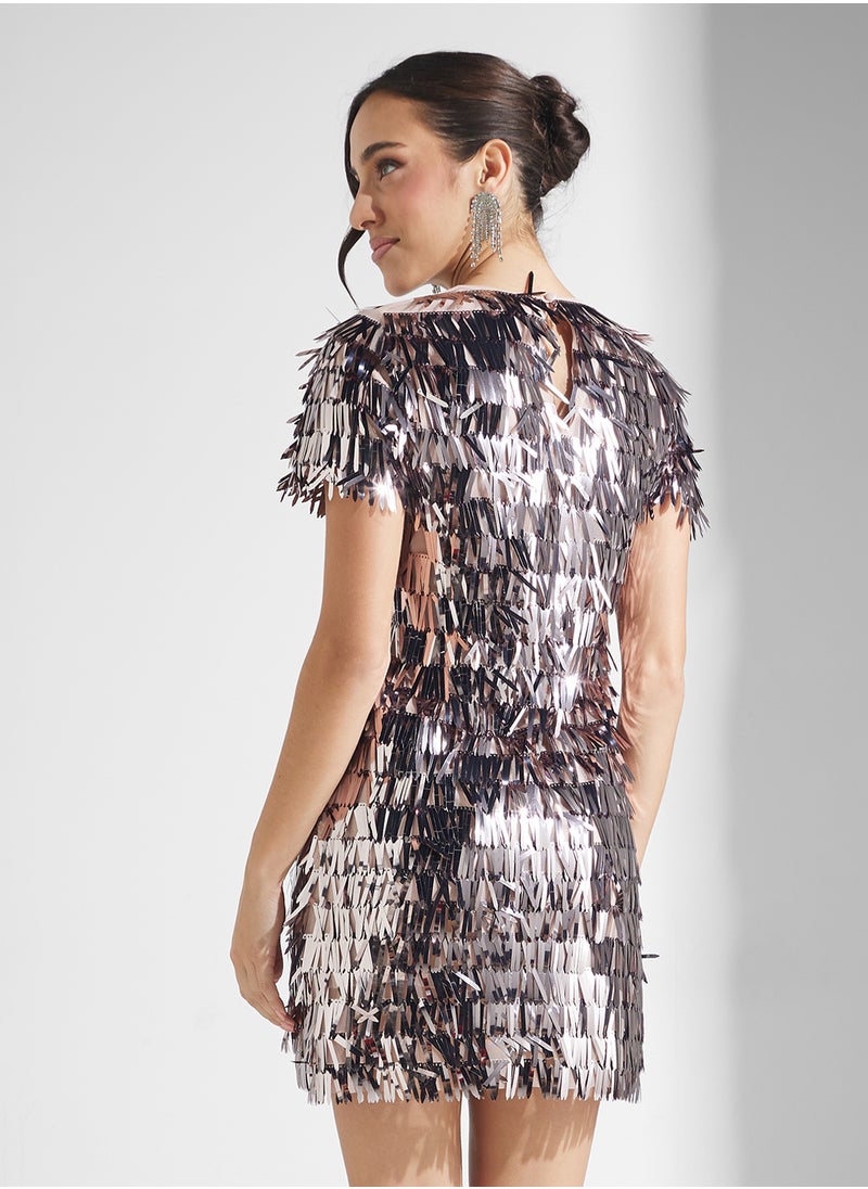 Jaded Rose CHAMPAGNE SEQUINS DRSS  - Image 2