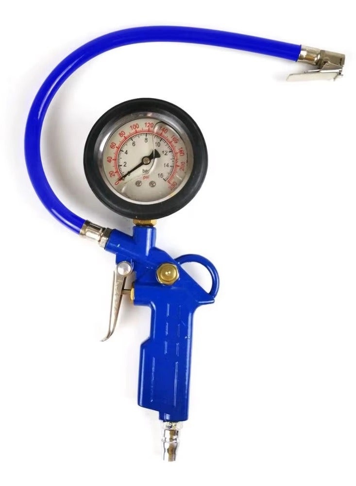 مسدس نفخ إطارات مع عداد ضغط  لون أزرق متوافق مع الكمبروسر  استخدام سيارات ودراجات - Image 1