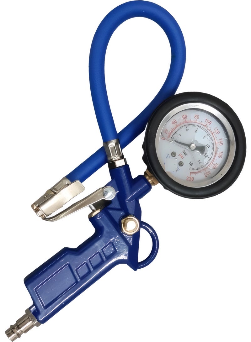 مسدس نفخ إطارات مع عداد ضغط  لون أزرق متوافق مع الكمبروسر  استخدام سيارات ودراجات - Image 2
