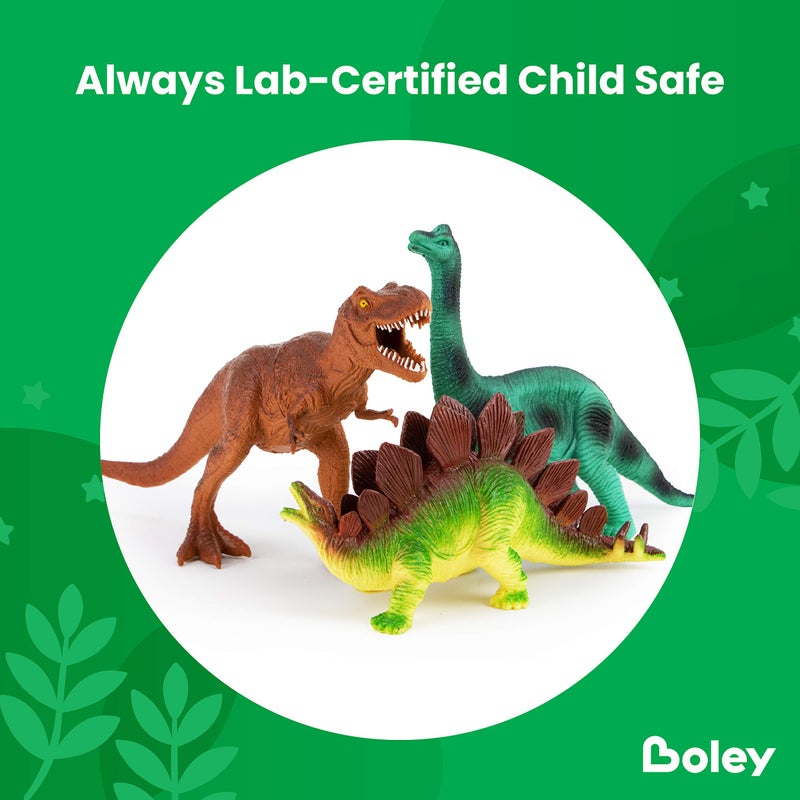 Boley 12 Pack 9-Inch Educational Dinosaur Toys - Kids Realistic Toy Dinosaur Figures for Cool Kids and Toddler Education! (T-Rex, Triceratops, Velociraptor, and More!) - Image 4