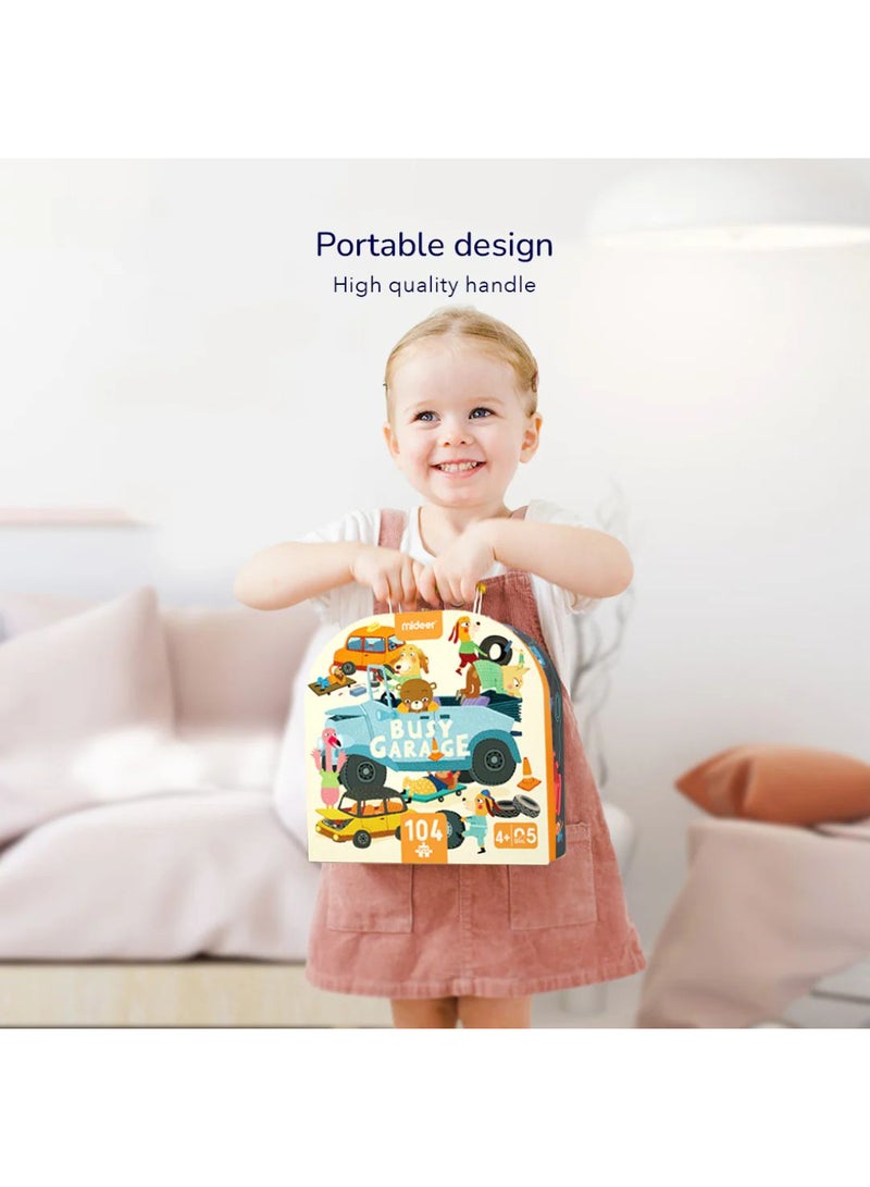 MiDeer Portable Puzzle Box Dinosaur Age 104 Pieces – Handbag Design Jigsaw Puzzle for Kids Ages 3+, Dinosaur Themed Educational Puzzle, Travel-Friendly Toy  - Image 2