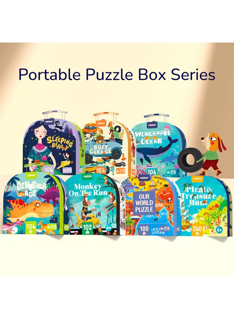 MiDeer Portable Puzzle Box Dinosaur Age 104 Pieces – Handbag Design Jigsaw Puzzle for Kids Ages 3+, Dinosaur Themed Educational Puzzle, Travel-Friendly Toy  - Image 5
