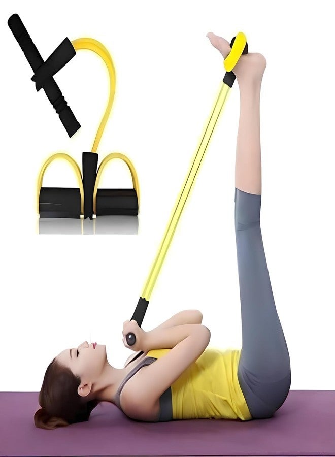 SPITEN 4-Tube Resistance Band Pedal Puller - Stretching Exercise Rope for Leg, Abs, Stomach Workout - Home Gym Fitness Equipment for Men & Women - Yoga, Pilates, Full Body Toning (Multicolor) - Image 1
