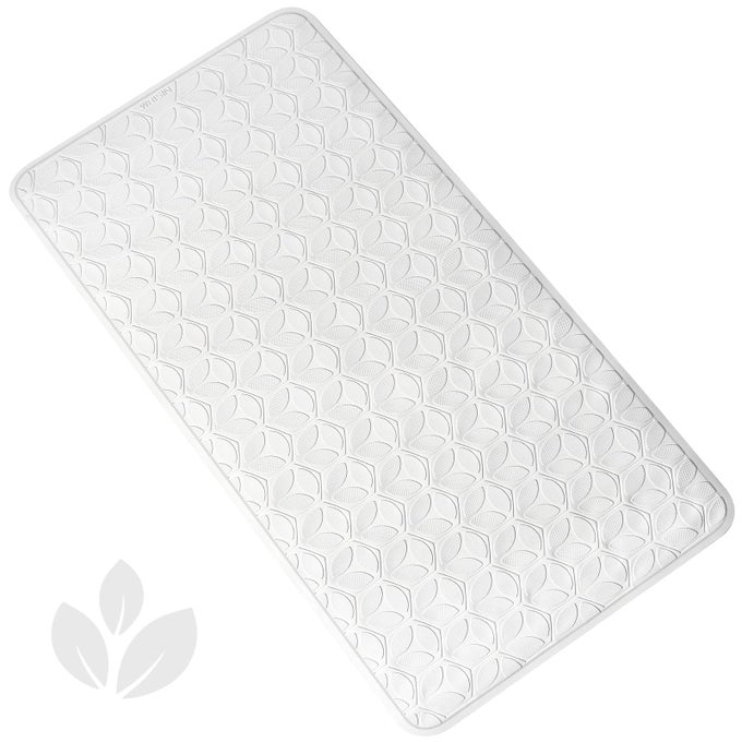 BATHTUB MAT NON SLIP WITH SUCTION CUPS 100 RUBBER BATHROOM MAT TEXTURED FOR BATH TUB SHOWER SAFETY SOFT ON TOUCH BPAPVC FREE PET DOG BATH MAT MACHINE WASHABLE 17 35 INCHWHITE