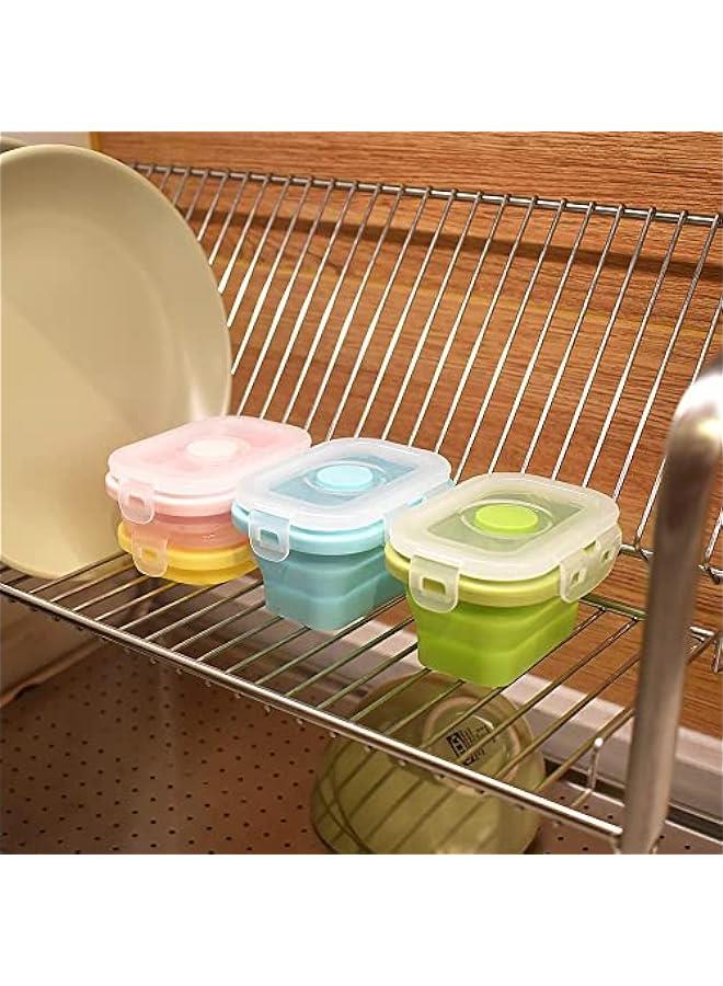 ميكسد حاوية طعام سيليكون قابلة للطي مع غطاء مشبك وإغلاق محكم، مثالية لتنظيم كميات الطعام، توفر مساحة وآمنة للاستخدام في الميكروويف والثلاجة. - Image 3