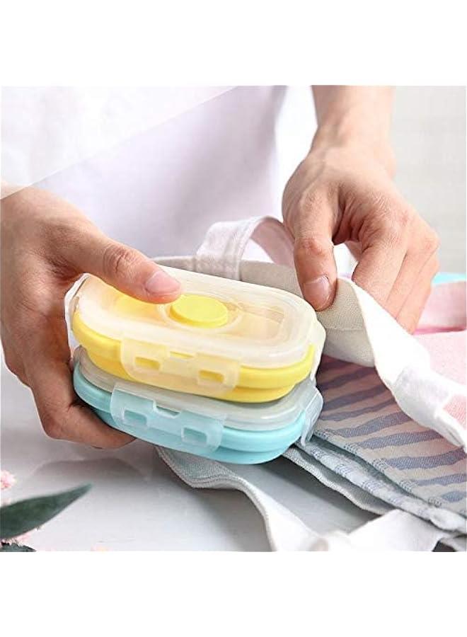 ميكسد حاوية طعام سيليكون قابلة للطي مع غطاء مشبك وإغلاق محكم، مثالية لتنظيم كميات الطعام، توفر مساحة وآمنة للاستخدام في الميكروويف والثلاجة. - Image 4