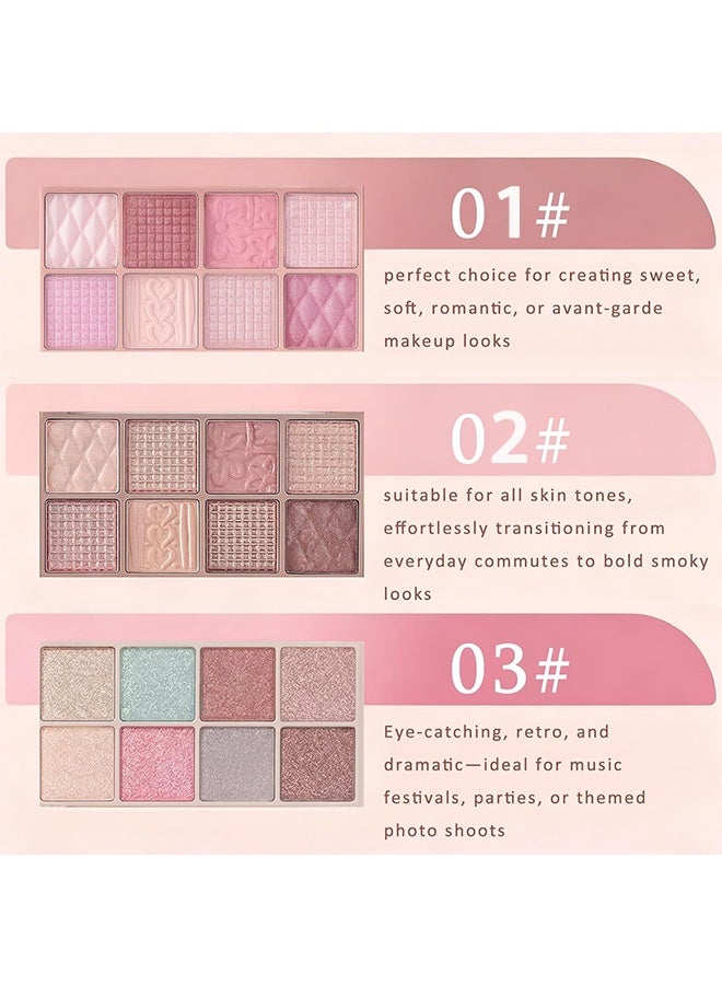KAPEINE Light Pink Eyeshadow Palette, 8 Color All Shimmer Wafer Eye Shadow Glitter Blendable Makeup Palette Long-Lasting Eye Shades With 1 Dual Brush, Naturing-Looking, Waterproof Shades for Women-01 - Image 5