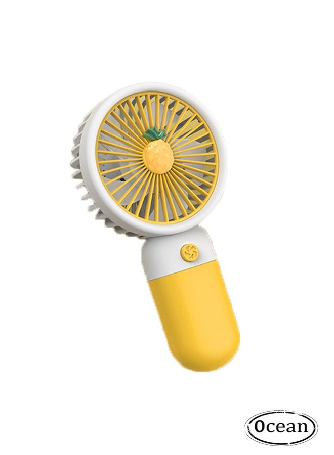 جي أس مروحة يدوية صغيرة للفاكهة، مروحة شخصية محمولة، مروحة يدوية قابلة لإعادة الشحن USB، مروحة كهربائية صغيرة ظريفة للفتيات/النساء/الأطفال للسفر في الخارج، المكتب، الأصفر - Image 1