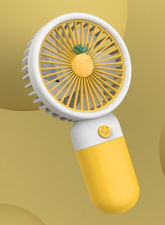 جي أس مروحة يدوية صغيرة للفاكهة، مروحة شخصية محمولة، مروحة يدوية قابلة لإعادة الشحن USB، مروحة كهربائية صغيرة ظريفة للفتيات/النساء/الأطفال للسفر في الخارج، المكتب، الأصفر - Image 2