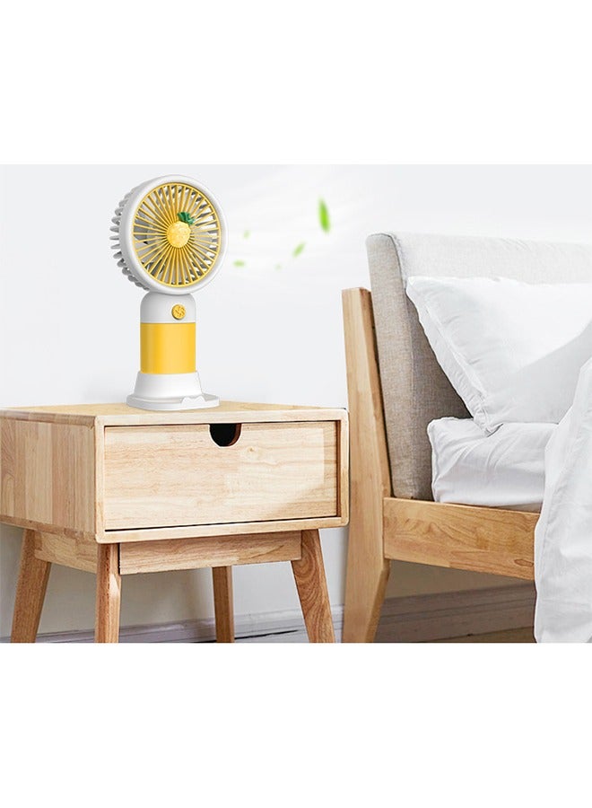 جي أس مروحة يدوية صغيرة للفاكهة، مروحة شخصية محمولة، مروحة يدوية قابلة لإعادة الشحن USB، مروحة كهربائية صغيرة ظريفة للفتيات/النساء/الأطفال للسفر في الخارج، المكتب، الأصفر - Image 3