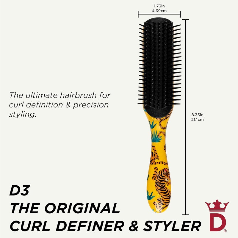 Denman Original Curl Definer  Styler 7 Row Hairbrush for Detangling Separating and Defining Curls Curly Hairbrush  D3 Tiger - Image 2